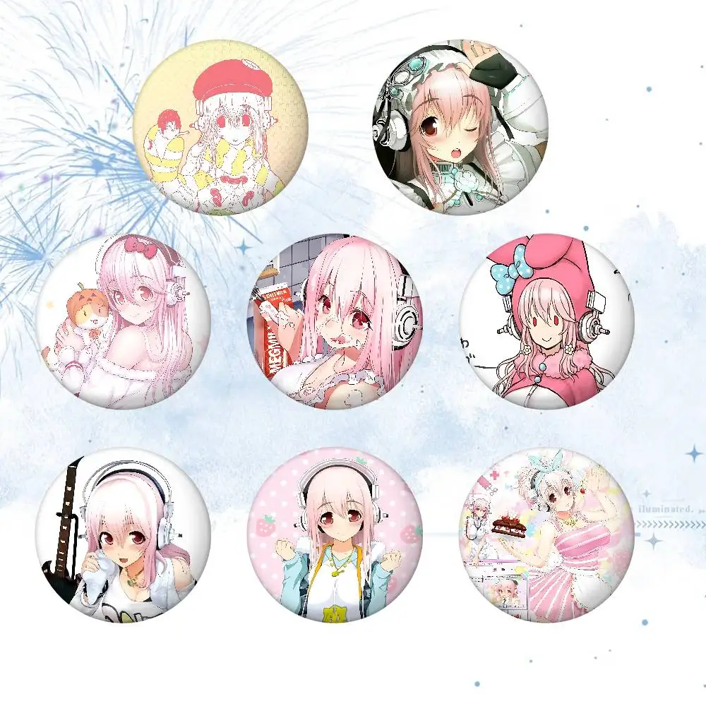 Cartoon Singer S-Super Sonico-s Hot Brooches On Backpack Decoration Round Enamel Pins For Jewelry Gifts Bag Accessorys