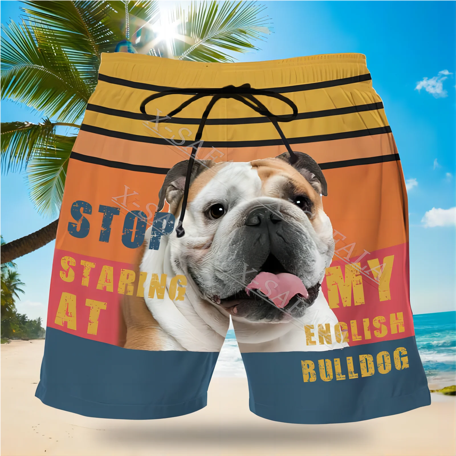 

Dog Lover Bulldog Breeder Animal Swimming 3D Print Shorts Summer Beach Holiday Shorts Men's Swimming Sports Half Pants-7