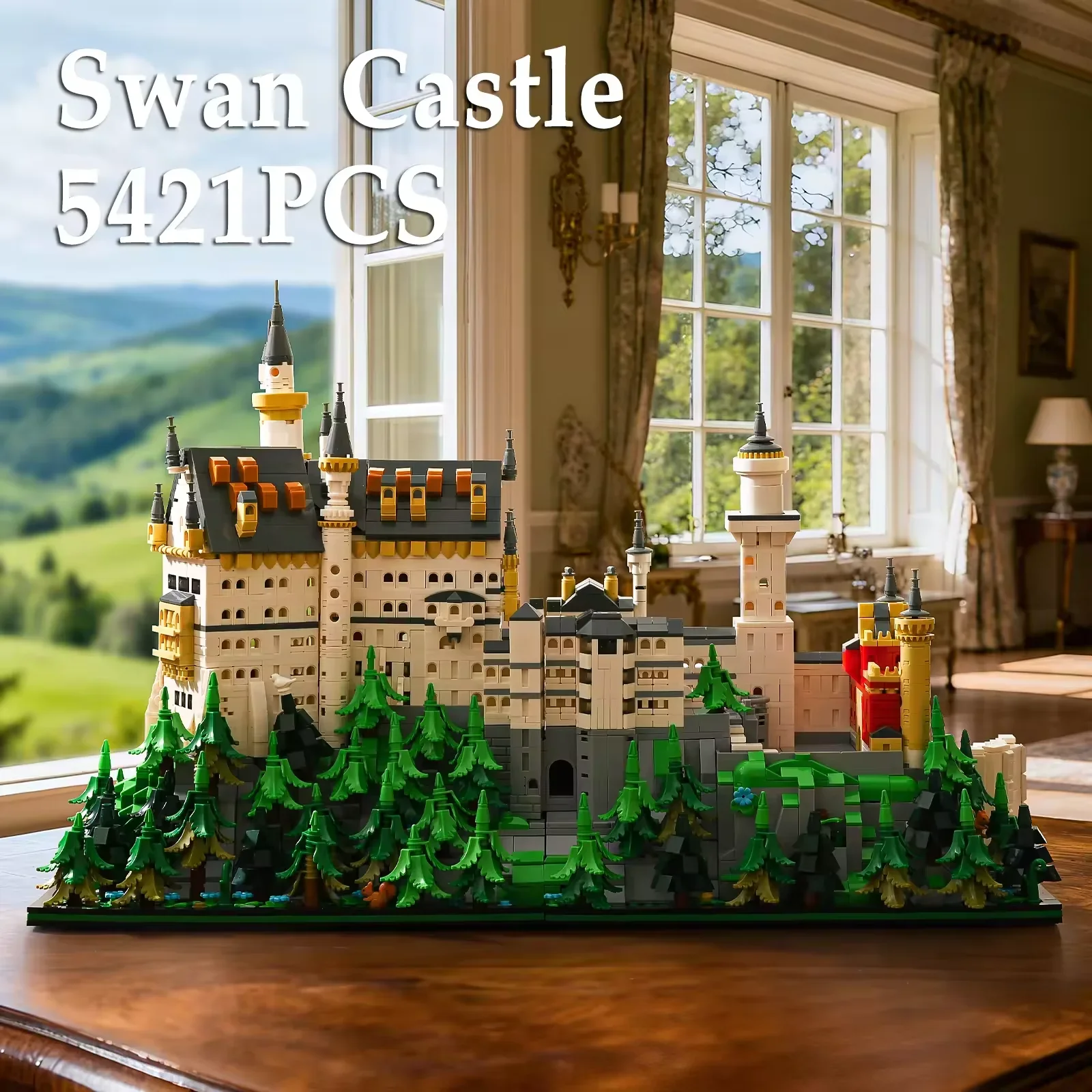 Neues Schwanensee-Bausteinset Mittelalterliche Burg-Architektur Modulares Montagemodell DIY Kreatives Spielzeug Erwachsenen-Geschenk 5421 Teile