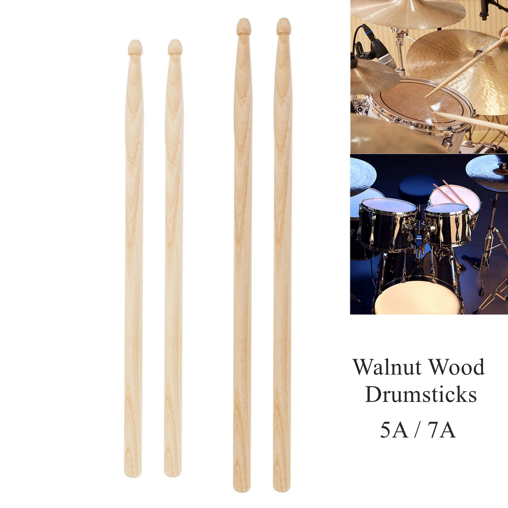 1 Pair 5A / 7A Wood Drumsticks for Jazz Drum Exercise, Serviceable Heavy-duty Drum Sticks