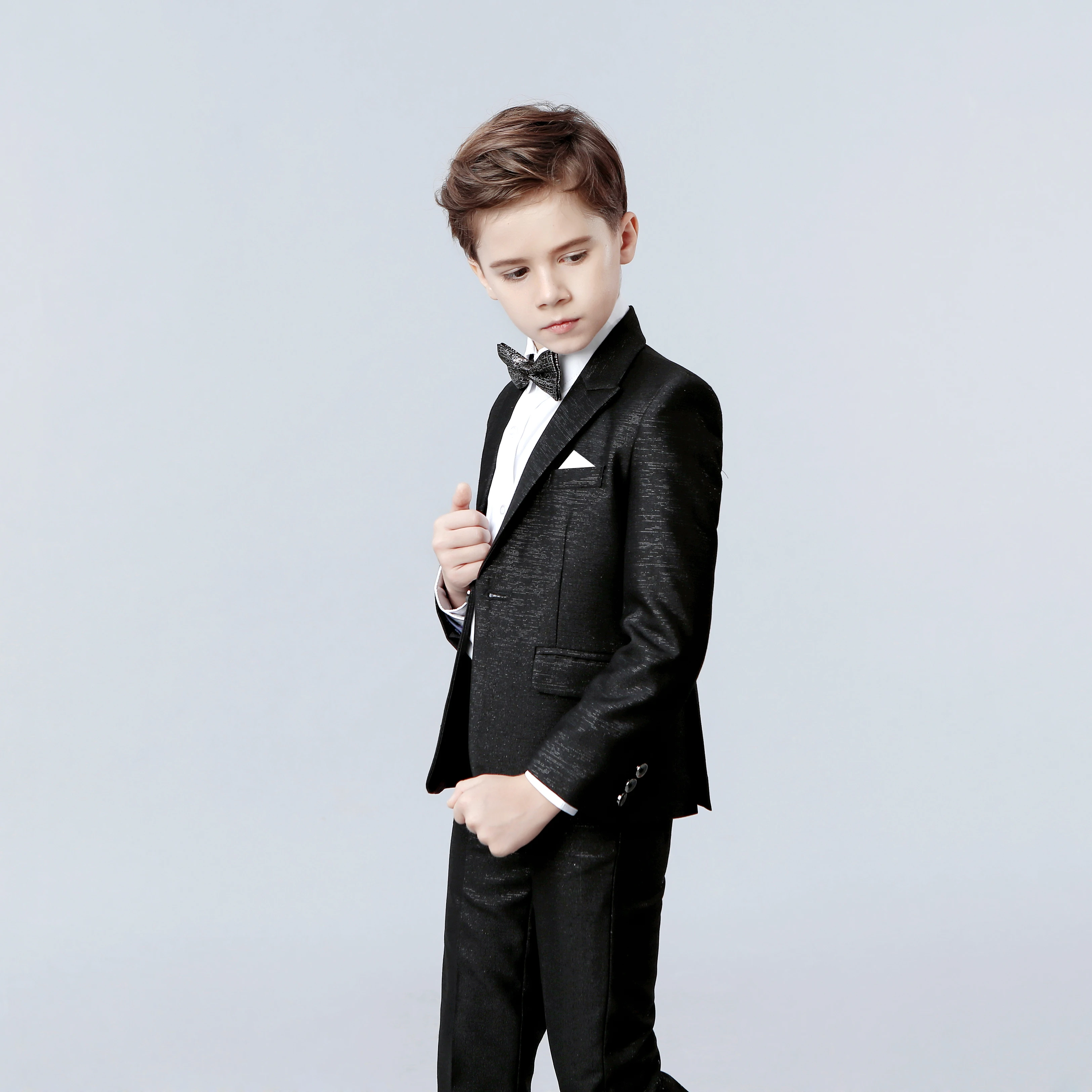 Smokings formels imbibés pour garçons et enfants, veste et pantalon, robe de soirée pour enfants, mode de mariage, adolescent, 3 pièces, stock émaillé