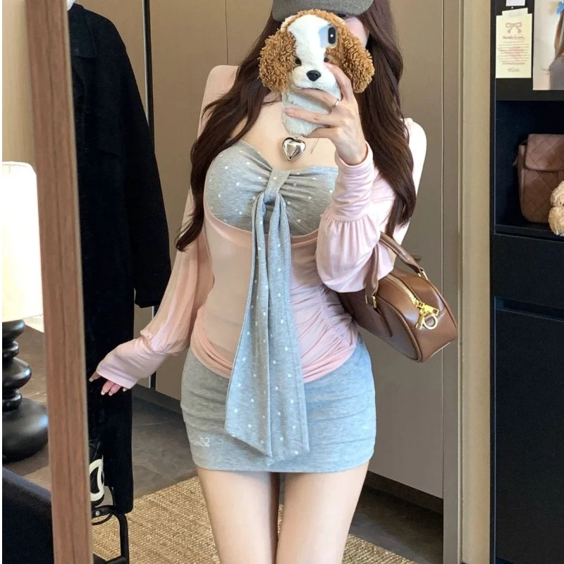 

Японские винтажные костюмы с коротким рукавом, комплект из трех предметов, женский ретро-черный укороченный топ Y2k, блузка + клетчатая мини-юбка с высокой талией Kawaii Chic