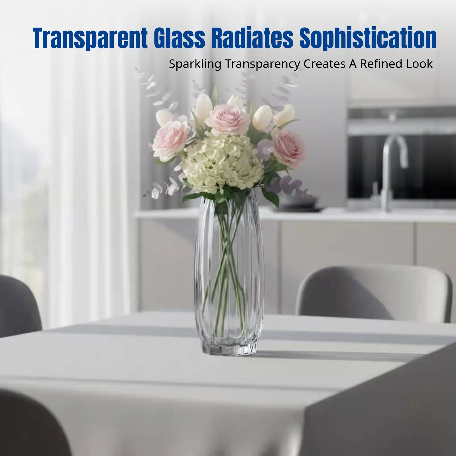

Nordic Glass Vase, Transparent Desktop Flower Container, Elegant Home Decor, Living Room Arrangement