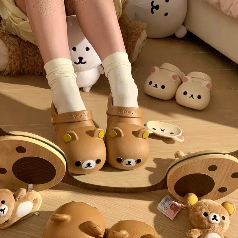 جديد Rilakkuma حذاء بفتحة الدب المريح مزيل العرق ومضاد للانزلاق شباشب ستيريو كرتونية إبداعية أحذية دمية الدب باوتو