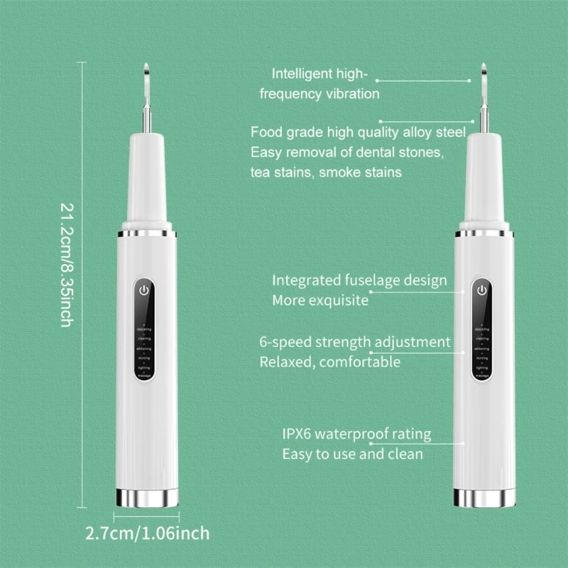 Conjunto cuidados dentários, eliminador tártaro elétrico ultrassônico portátil 918d