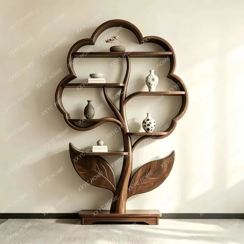 XX New Chinese-style black walnut Bogu frame Song-style aesthetic shelf special-shaped solid wood