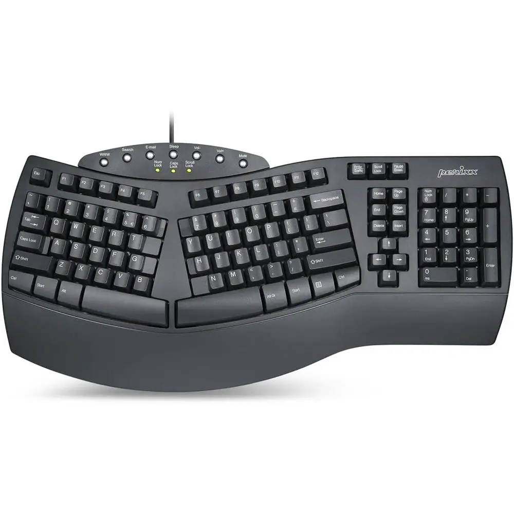 

Ergonomic Split Wired Keyboard with Wrist Rest - Natural Typing, USB Connectivity - US English, Black