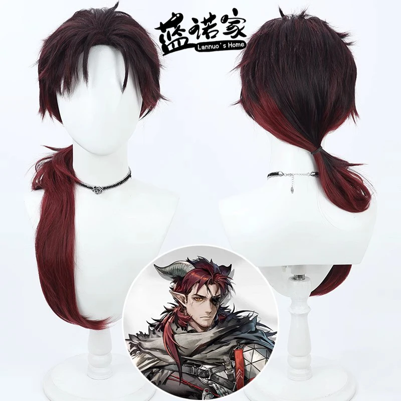 

Парик для косплея Arknights Hoederer, темно-красный, длинный, 70 см, термостойкие синтетические волосы, костюм на Хэллоуин, парики для ролевых игр + шапочка для парика