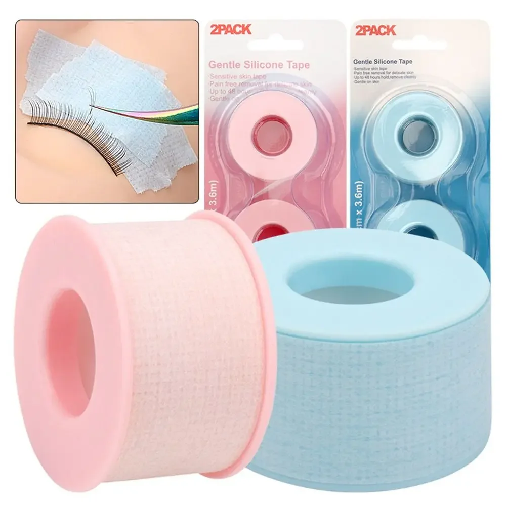 2 rolos de fita de extensão de cílios de gel de silicone não tecido indolor remoção fitas de cílios respirável suave sob almofadas de olho ferramenta