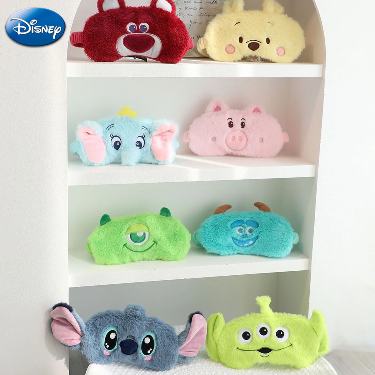 Disney Anime Stitch Eye Mask Kawaii Pooh Bear Alien Sullivan Plush Breathable Sleeping Travel Eye Mask Kid Party DIY Decorations