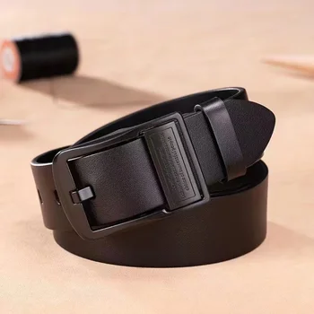New Leather Cowhide Men's Belt Fashion Metal Alloy Pin Buckle Adult Luxury Brand Jeans Business Casual Waist Male Strap Brand 5
