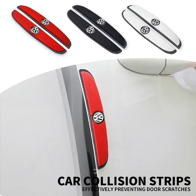 4pcs Rubber Bumper Strip Car Door Anti-Collision Emblem Sticker For VW GTI Polo Golf Passat Tiguan Arteon Touareg Taigo Caddy