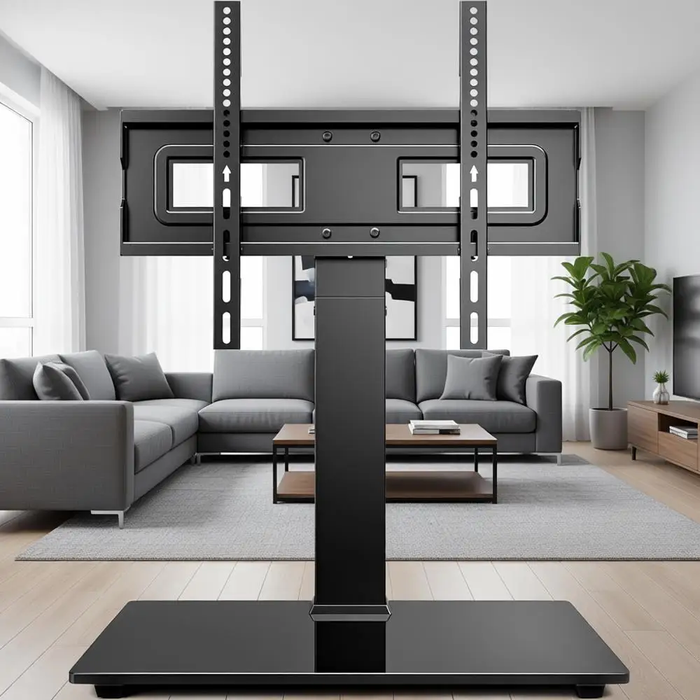 

Adjustable Height TV Stand for 32-70 Inch TVs, Tempered Glass Base, Supports up to 110 lbs, VESA 400x400mm