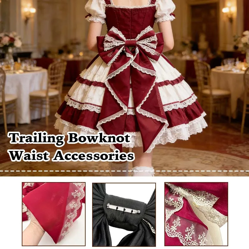 

Elegant Detachable Lace Tulle Bow Lolita Dress Decorations Women's Dresses Bridal Belt Big Bow Knots Accessories Waist Decor