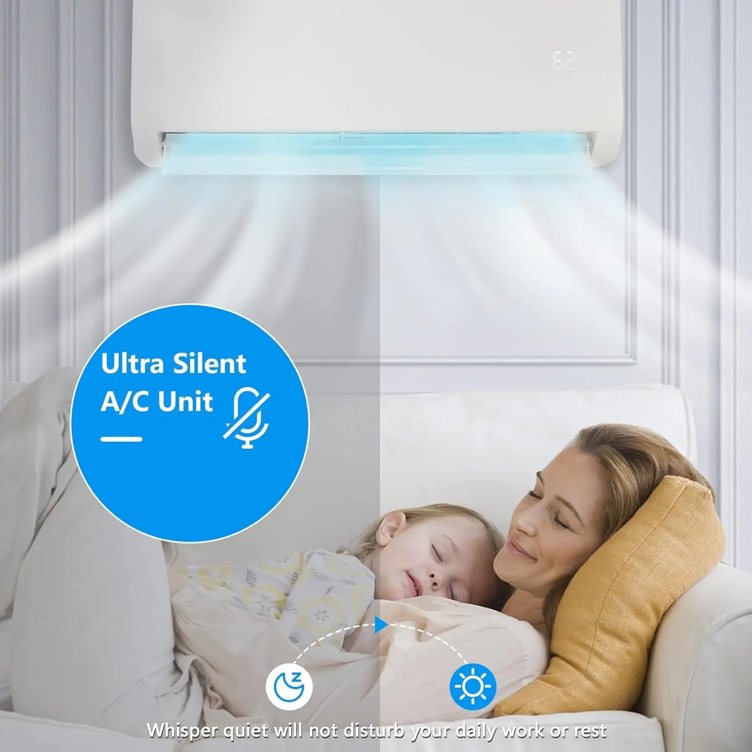 12,000 BTU Wifi Enabled Mini Split AC/Heating System Inverter, 19 SEER 115V Energy Saving Ductless Split-System Air Conditioner