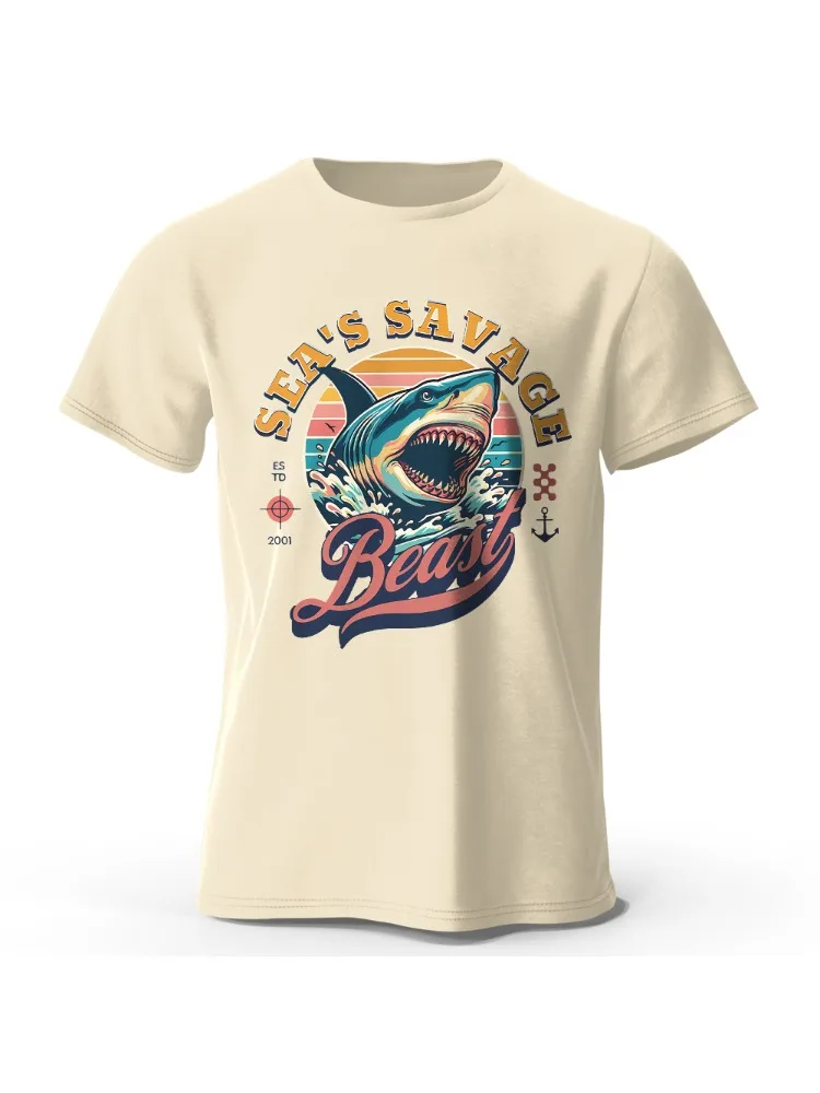 T-shirt imprimé sauvage de la mer pour hommes et femmes, t-shirts graphiques drôles, t-shirts vintage, été, 100% coton