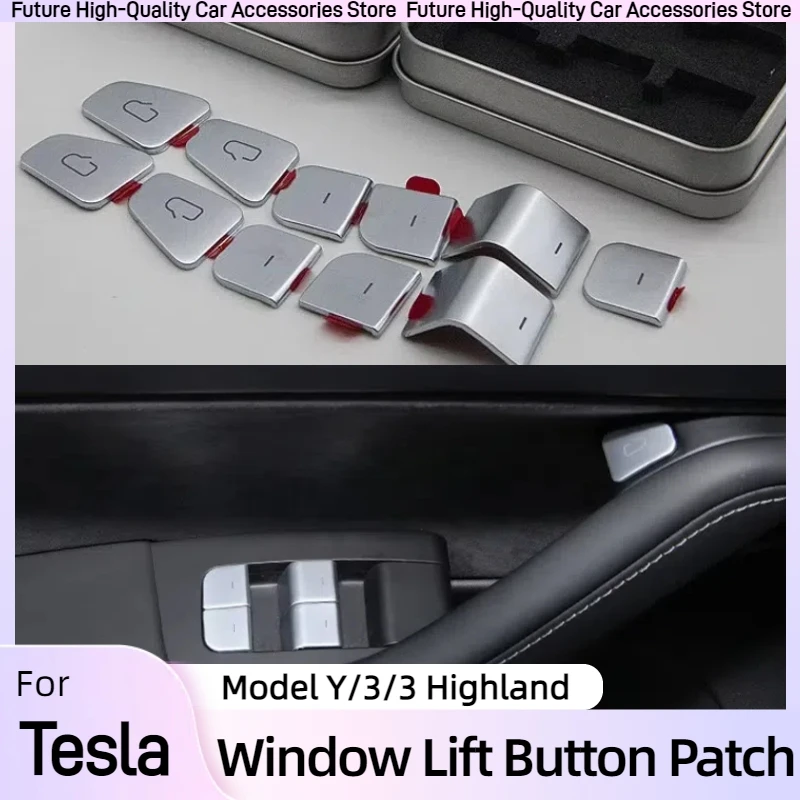 4/7pcs Trim Window Switch Button Cover For Tesla Model Y/3/3 Highland/Juniper 2017-2025 Window Lift Button Patch Car Accessories