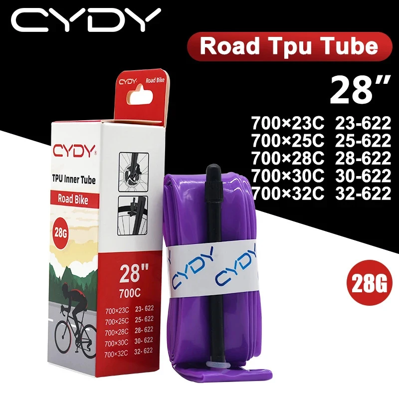 AliExpress Aidenkid 28G CYDY  Road Bicycle TPU Inner Tube 700x23C 25C 28C 30C 32C Camera Tyre Valve 45mm/65mm/85mm Bike Tire Cycling pneu parts