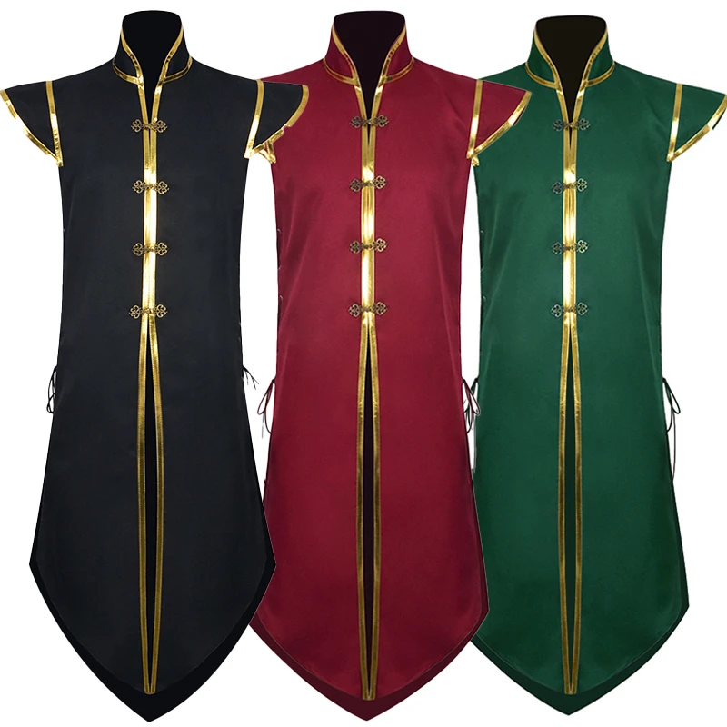 

Средневековая одежда, жилет без рукавов для косплея, черное платье, красный жилет, костюмы, вечерние костюмы на Хэллоуин для женщин