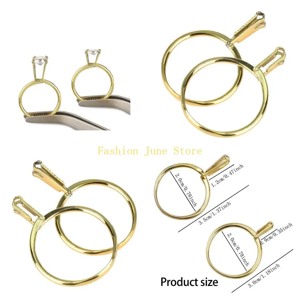 

N5KA Pack of 2 Golden Diamonds Holder Set Metal Jewelry Display Stands Metal Texture for Retail Exhibition and Collection