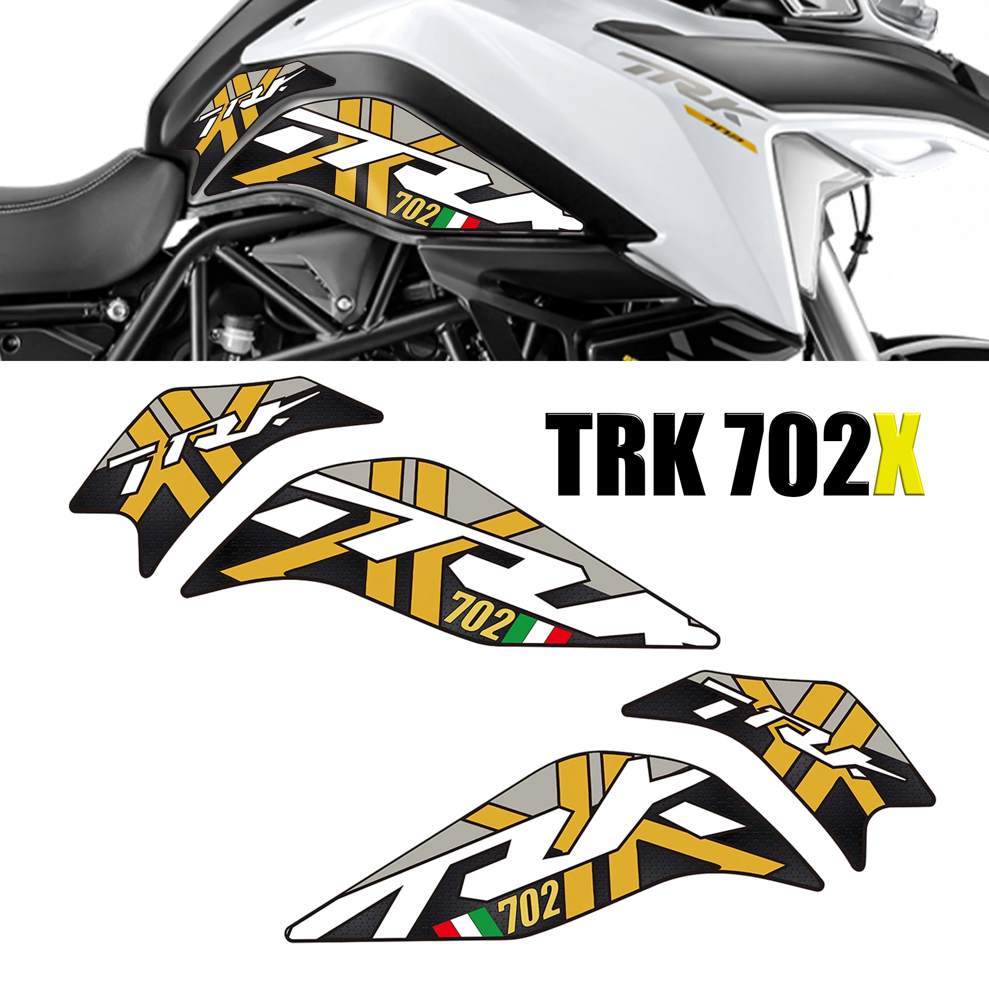 Voor Benelli Trk 702 X Adventure 2023 2024 Motorfiets Tank Sticker Pad Antislip Kant Brandstof Rubber Waterdichte Stickers Sticker