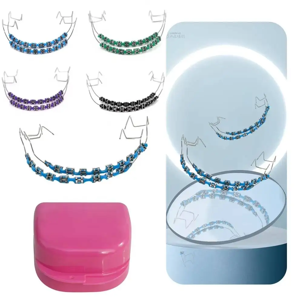 

Temporary Tooth Decoration Dental Fake Braces with Metal Wires & Bracket Dental Metal Bracket Dental Tool for Tooth Decor