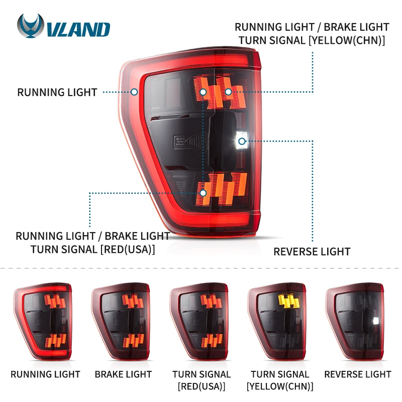 VLAND LED Tail Lights Assembly Rear Lamp 2021-2023 Taillights Factory Car Accessories Back Lights  for Ford F150 F 150