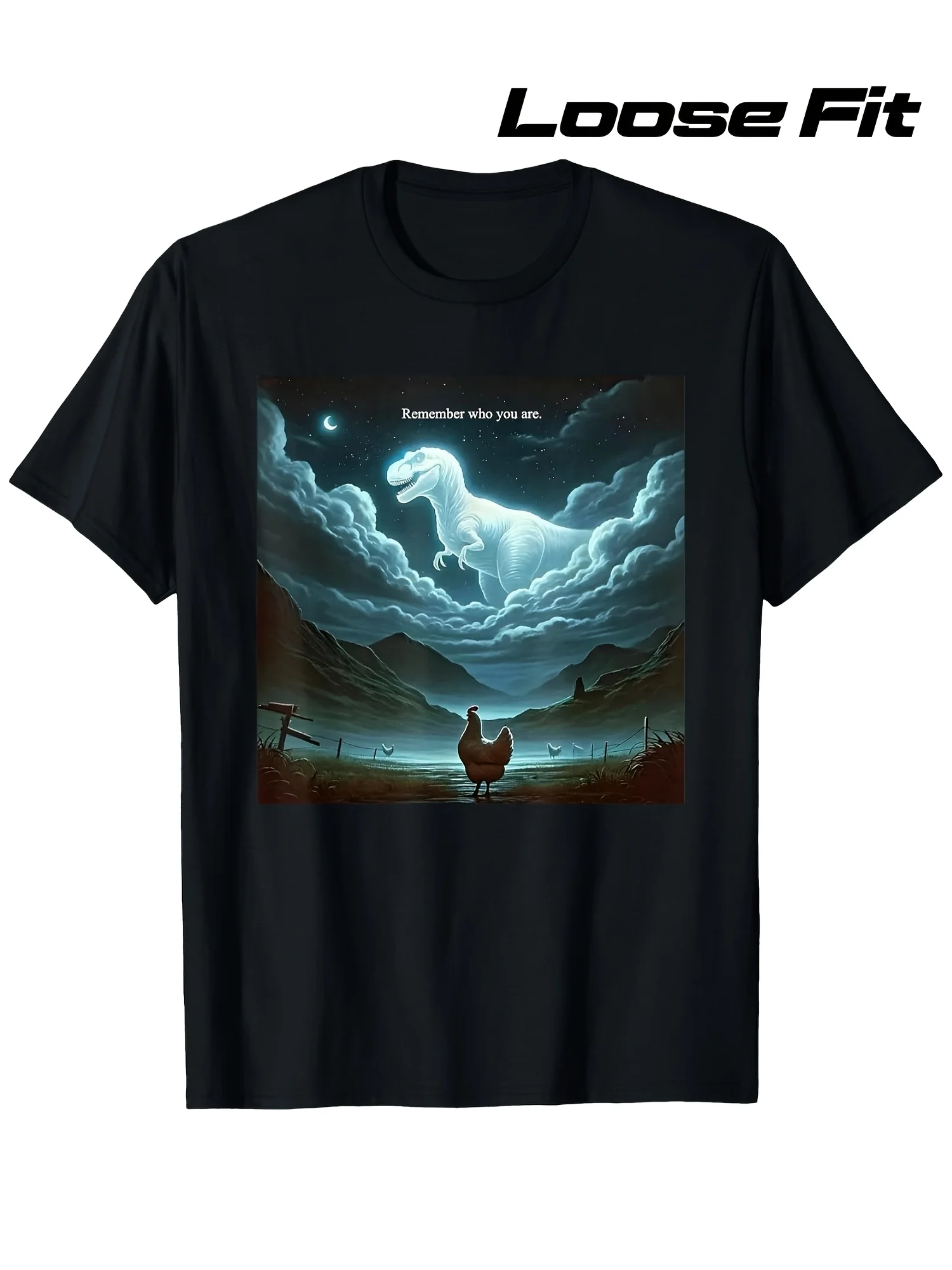 2026 Men'S Remember Who You Are Motivational T-Shirt | Soft Breathable Loose Fit Crewneck Tee with Mountain Night Sky & Stars De