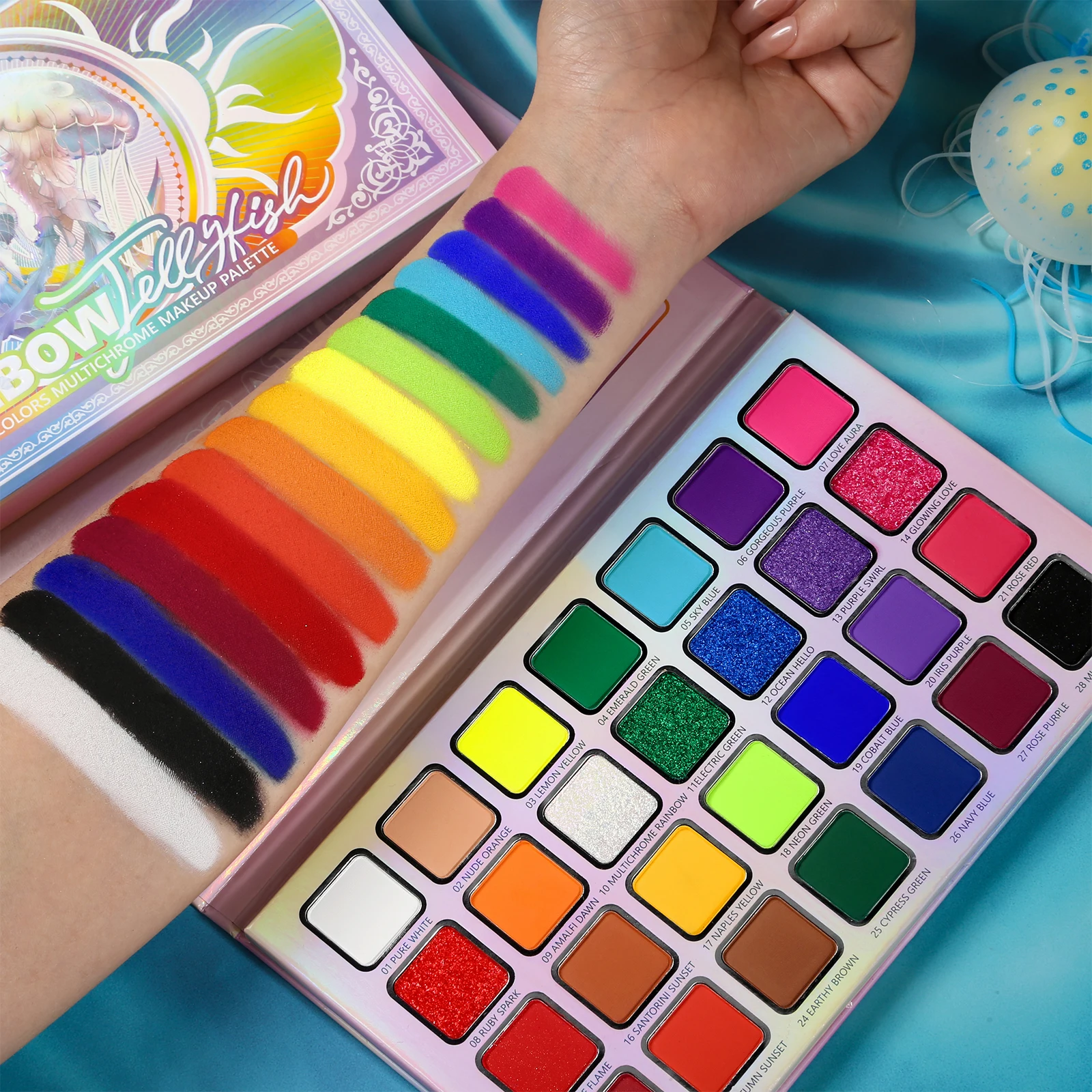 28 cores paleta de sombra de maquiagem para beleza & fosco metálico shimmer pérola glitter paleta de sombra de olho & arco-íris colorido olho ma