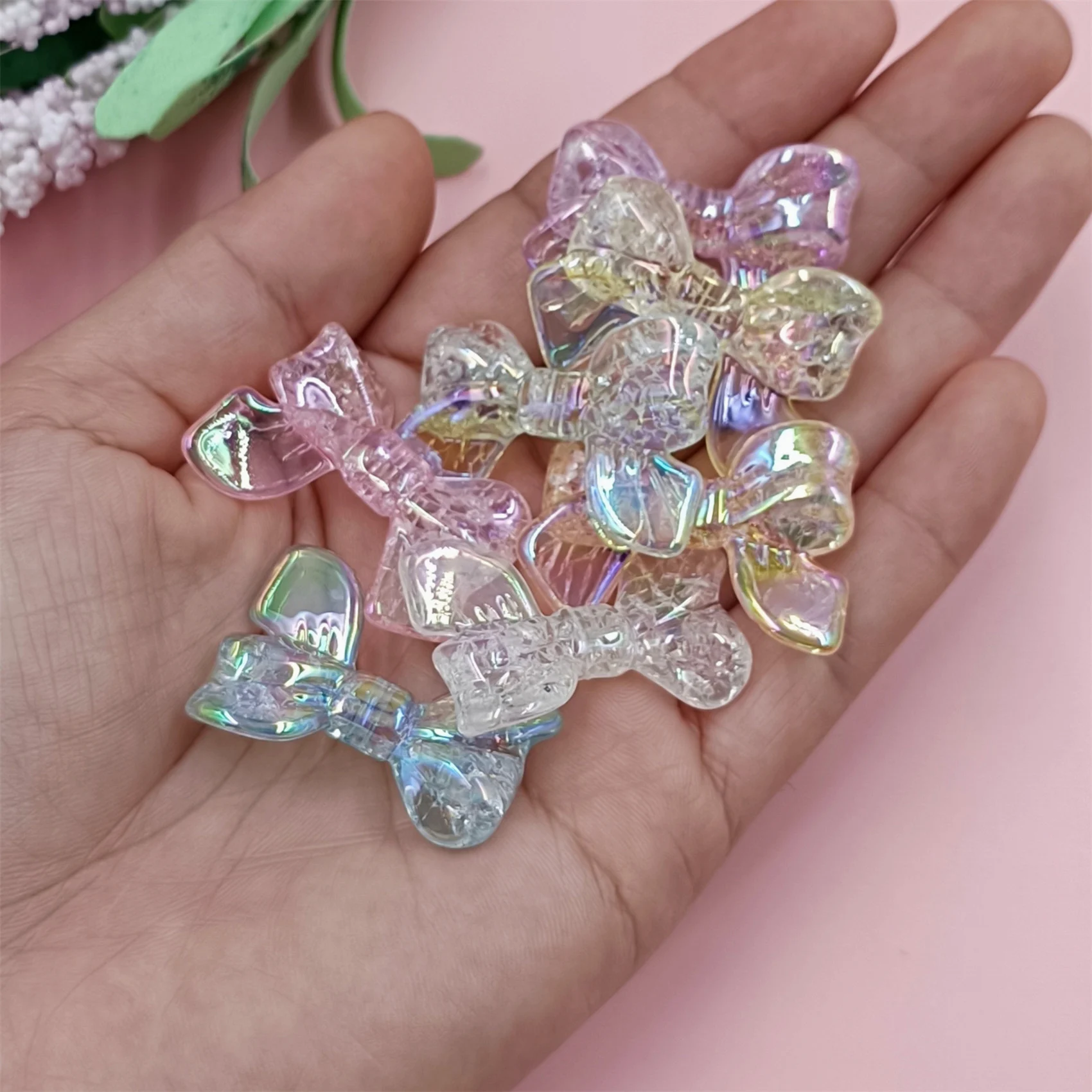 5Pcs 33*22mm Crack Bowknot Loose Beads Fashion DIY Jewelry Accessories Keychain Making