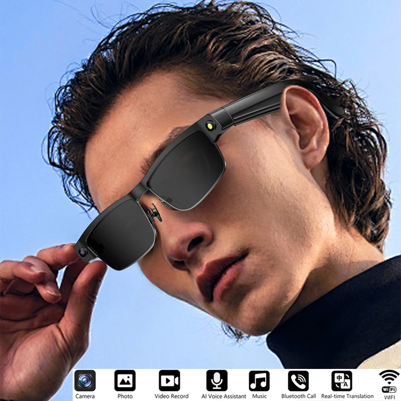 Smart AI Glasses Recording Videos Ai Photo Recognition Answer Translation Large Battery  Bluetooth Call Glasses For Men Women