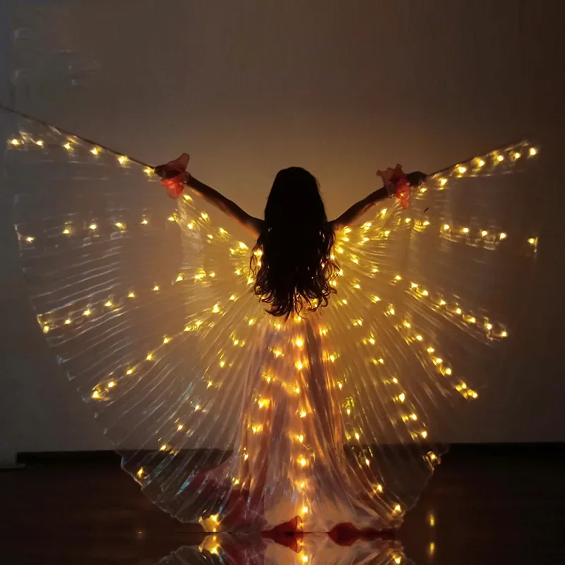 Girl Kids Angel Fairy LED Wings Cloak Light Up Crown Performance  Costume Dancing Suit Glow Party Supplies Wedding Festival