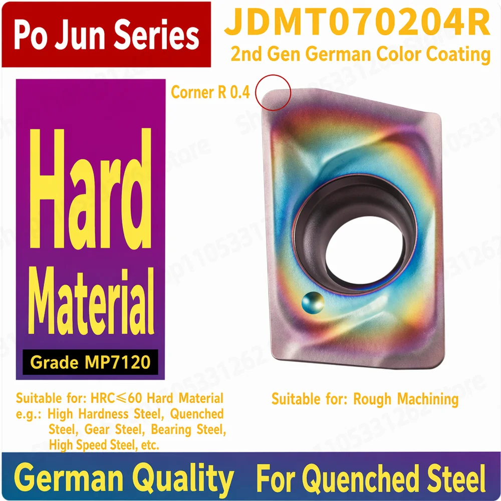 JDMTO70204R MP7120 Carbide Milling Insert R0.4 for Hardened Steel Quenched Steel Gear Steel HRC60 Roughing