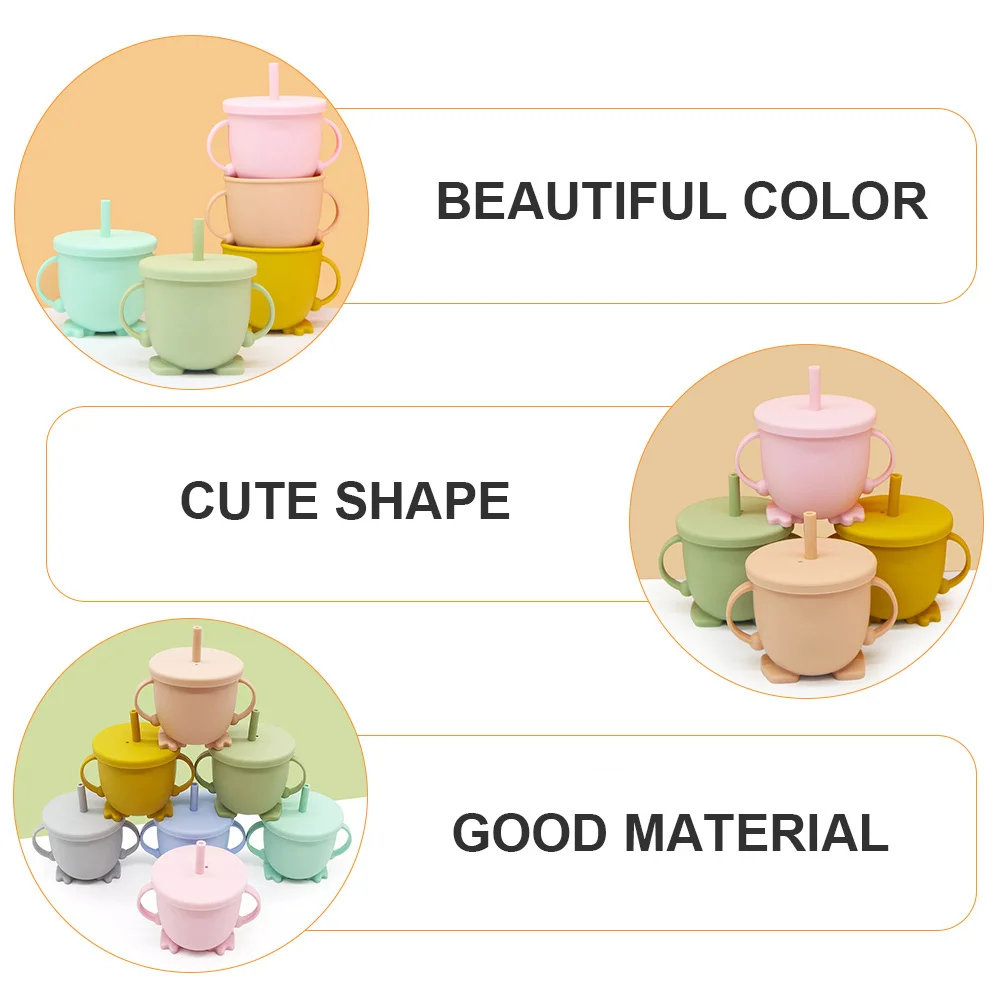 

1Pcs Creative Silica Gel Straw Cup Portable Water Bottle for Home Use Kids Gifts Splash Proof Stackable Straw Cup