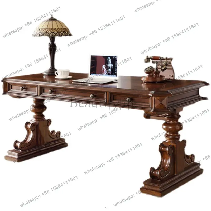 

Американский письменный стол из массива дерева с ящиками, компьютерный стол в ретро-стиле, прямоугольный, высококачественная индивидуальная настройка.