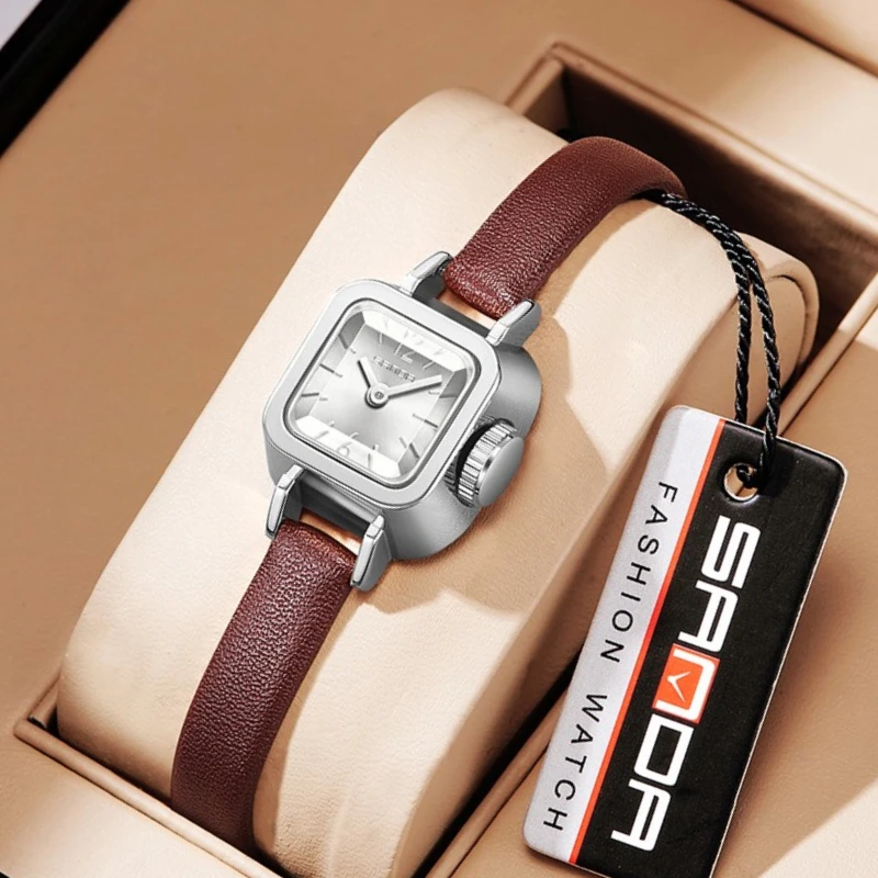SANDA watch square mesh belt quartz watch fashionable and simple small Roman pattern waterproof women's casual belt watch