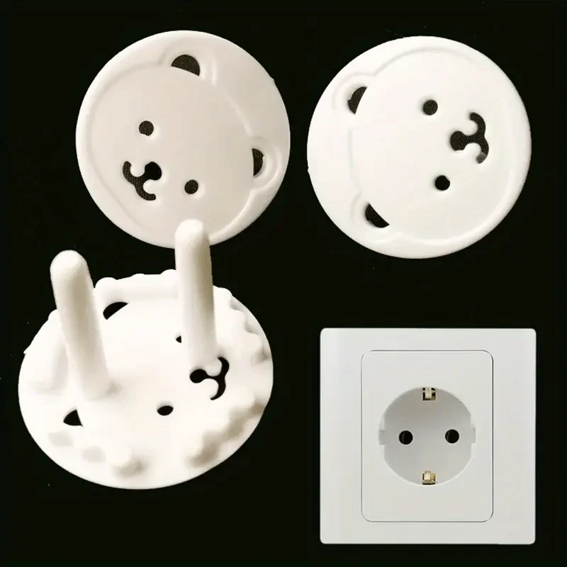 10 Pcs Thick Round Head-shaped Socket Bear 2-phase Foot 2-hole Anti-electric Shock Safety Power Protection Cover