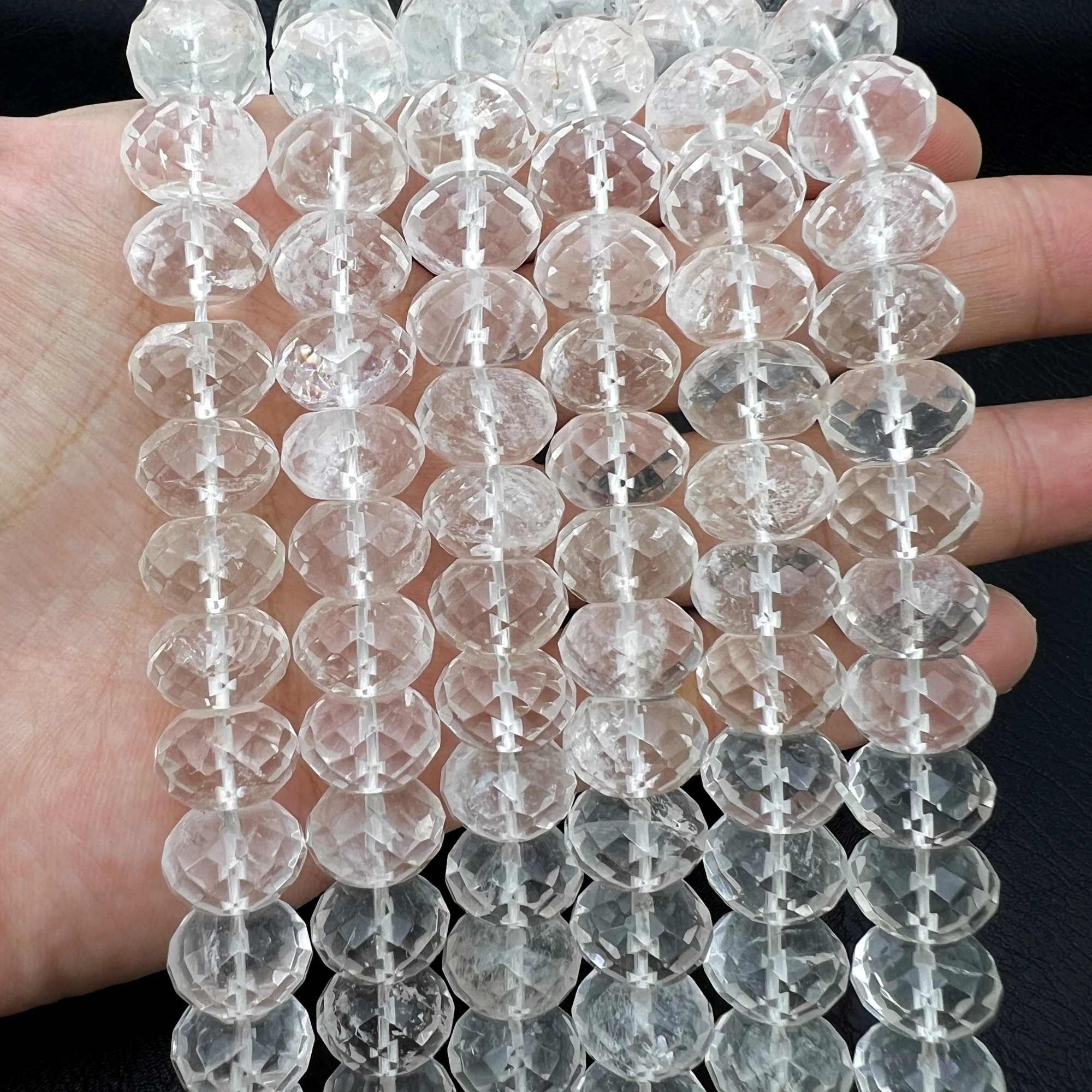 10x14MM 40PCS Large Faceted Natural Clear Quartz Rock Crystal Rondelle Abacus Beads For DIY Jewelry Making MY240915