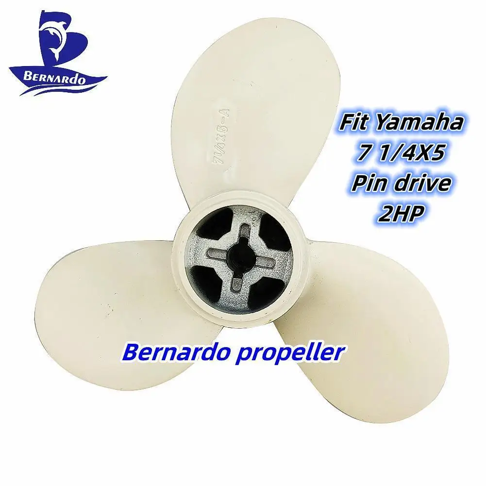 Bernardo Boat Propeller 7 1/4X5 For Yamaha 2HP Outboard Engines Motor Aluminum Alloy Screw 3 Blade Pin drive Spline RH