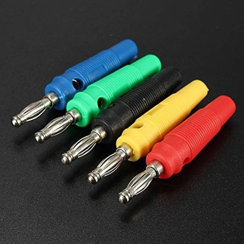 20 Pcs 5 Color Amplifier Speaker Binding Post Nickel Plated 4mm Banana Jack Plug FOR Audio Male Connectors Solder 55mm