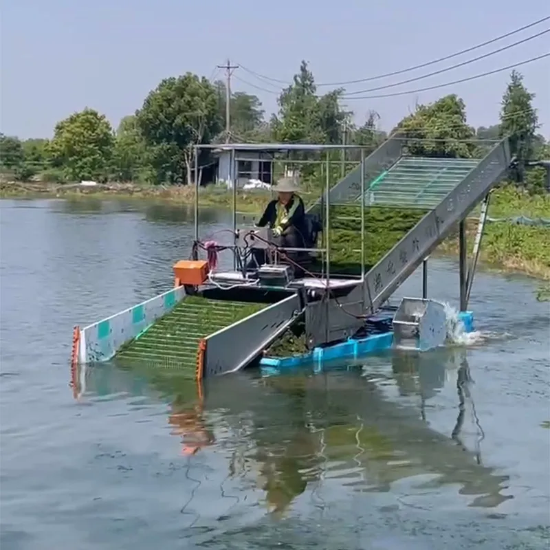 

Underwater lawn mowing boat Automatic water hyacinth salvage cleaning machine Shrimp crab pond river lawn mowing boat