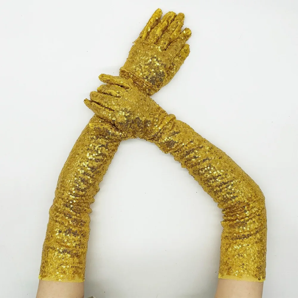 New Sequined Long Sequined Gloves Party Dress Glittering Mittens Elegant Cosplay Dance Costume Gift