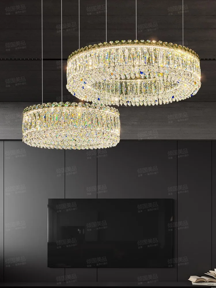 

Modern Luxury Big Crystal Pendant Light Above Dining Table Home Decoration Lamparas Cristal Lustre for Living Room