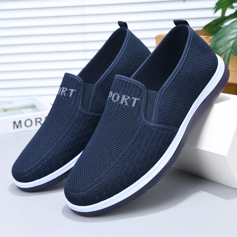 Men's Breathable Mesh Loafers Slip On Walking Shoes Lightweight Casual Knit Daily Driving Shoes For Elderly image 3