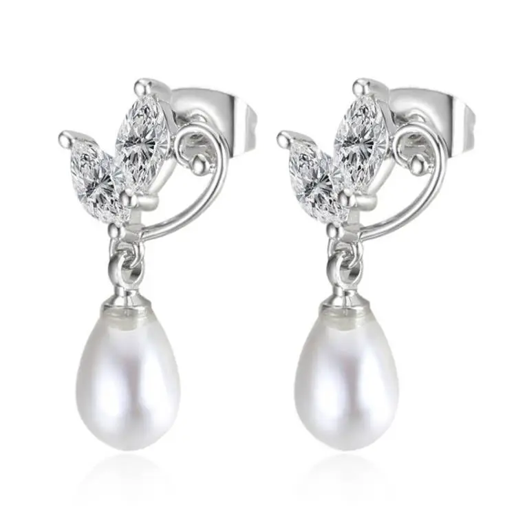 Authentic 925 Sterling Silver Earring Pearl Hanging Earring For Women Wedding Party Gift Fashion Jewelry