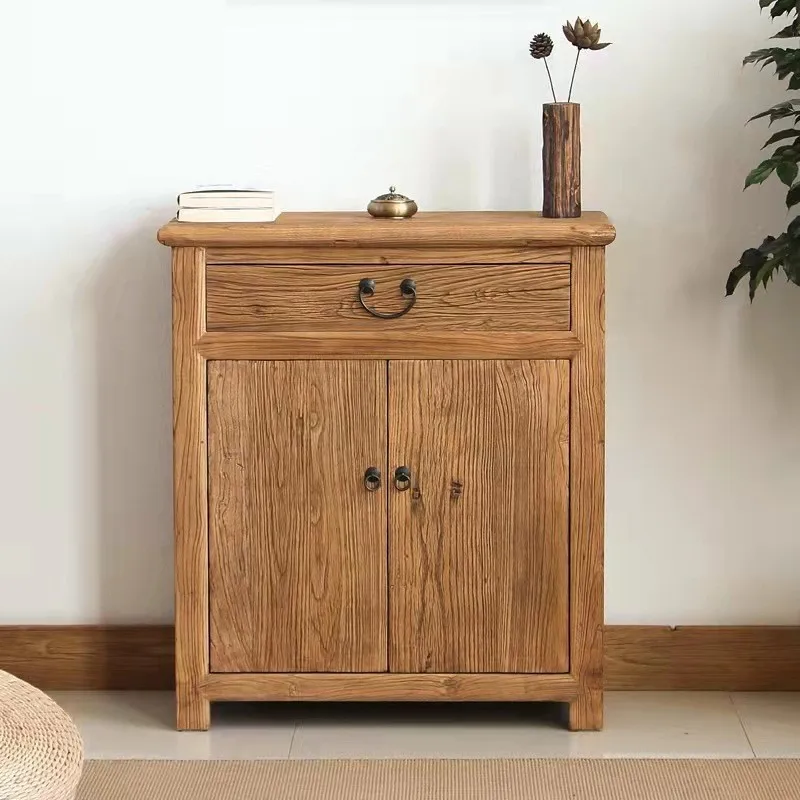 New Chinese-style Zen-style old elm dining side cabinet, B & B wind porch cabinet, weathered door panel, household solid wood