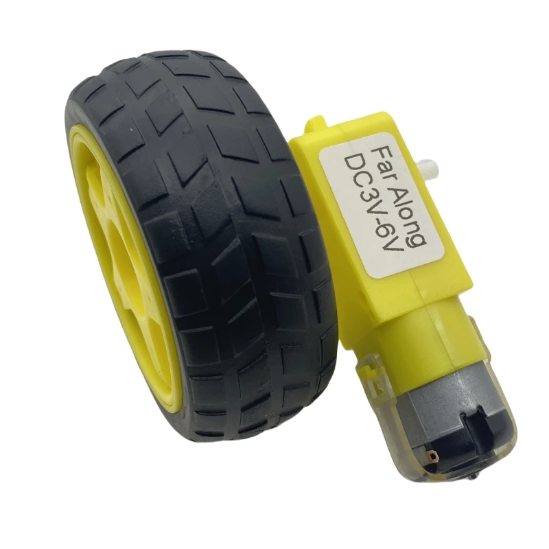 T T DC Reduction Gear Motor 3V To 6V Micro DC Motor And 65MM Rubber Toy Wheel Can Be DIY Toy Four-Wheel Drive Cars Or Other Toys