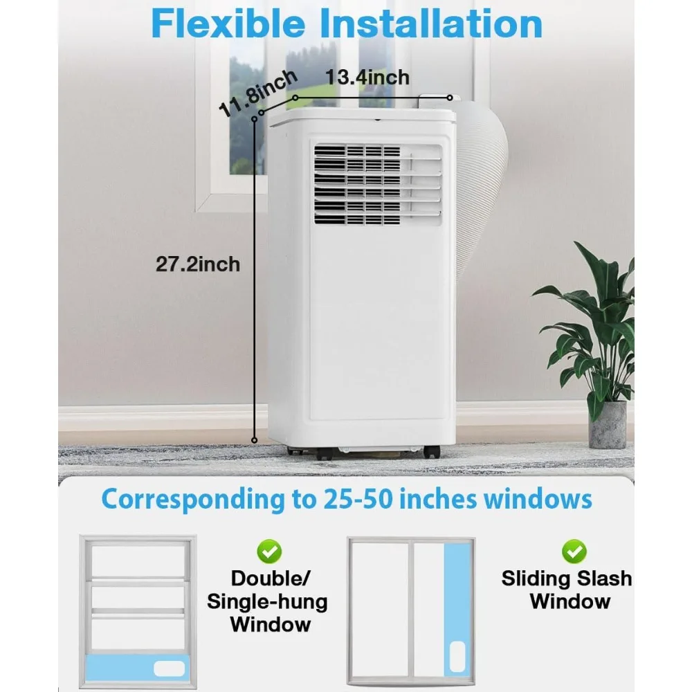 Airconditioner, 10000bt, Ontvochtiger & Ventilator, 2 Ventilatorsnelheden, 24 Uur Timer, Afstandsbediening, Energie-Efficiëntie, Draagbare Luchtcondritie