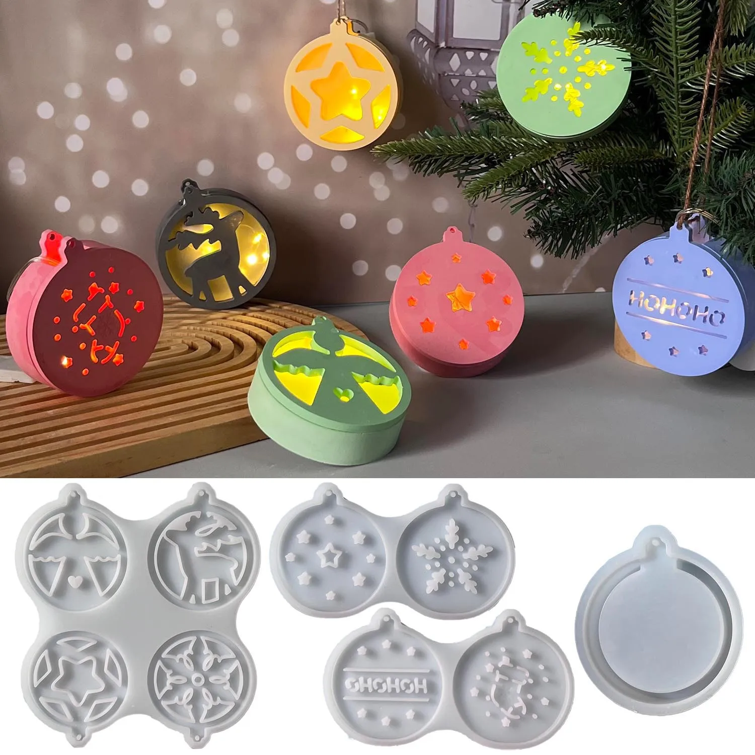 

Рождественская серия, ночник, подвеска, силиконовая форма, круглая снежинка, ангел, атмосфера, световое украшение, гипсовые формы для ювелирных изделий