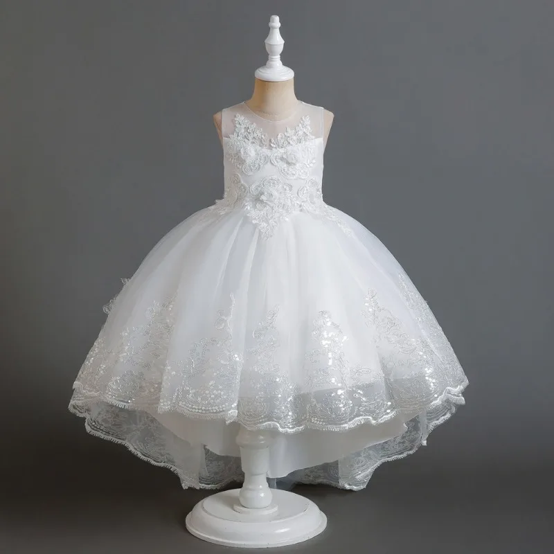 Nuovo vestito per bambini principessa matrimonio gonna soffice pizzo pianoforte prestazioni natalizie abbigliamento festa di nozze abiti da ragazza di fiori